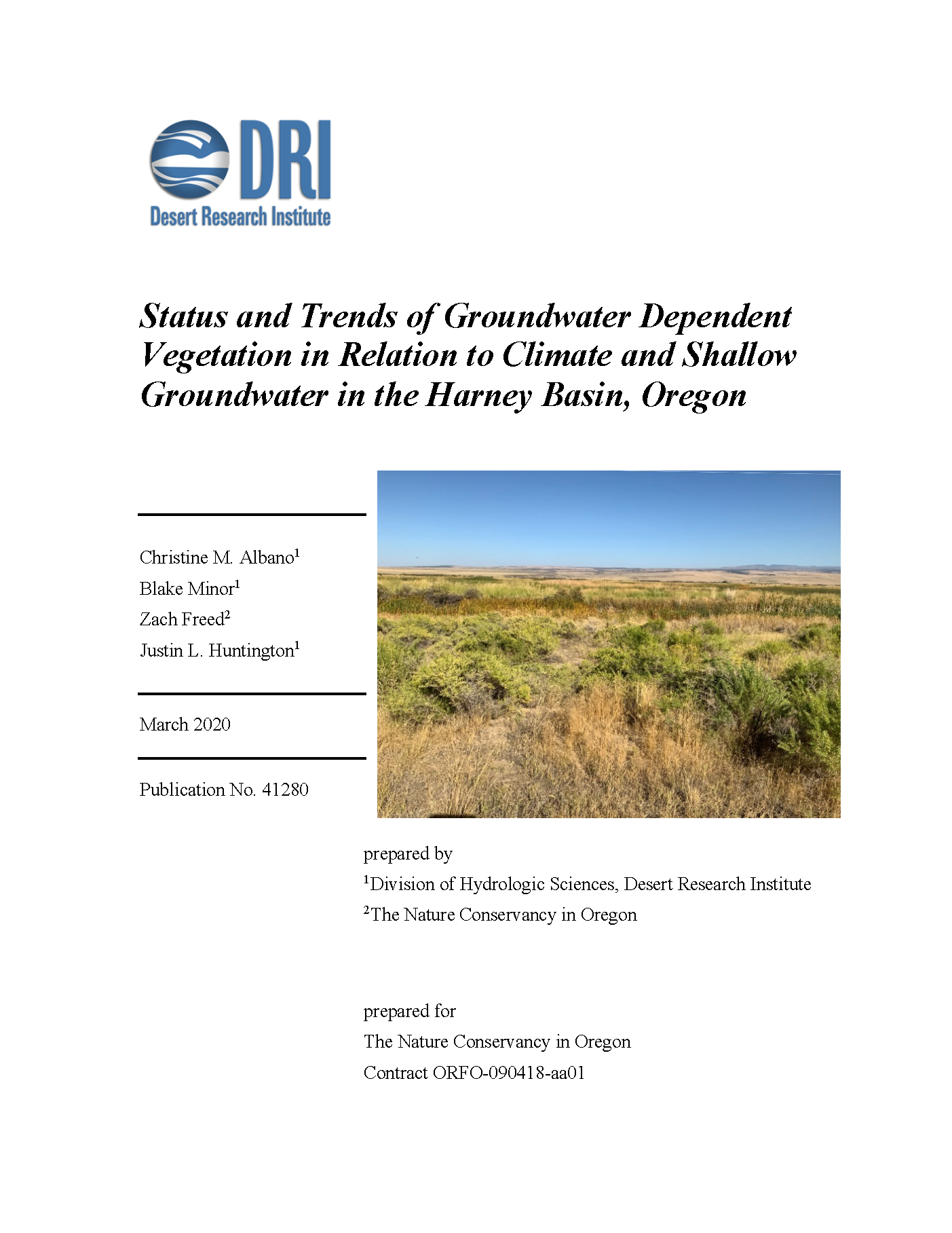 Report documenting changes in groundwater levels, climate, and phreatophyte NDVI over the past 30+ years.