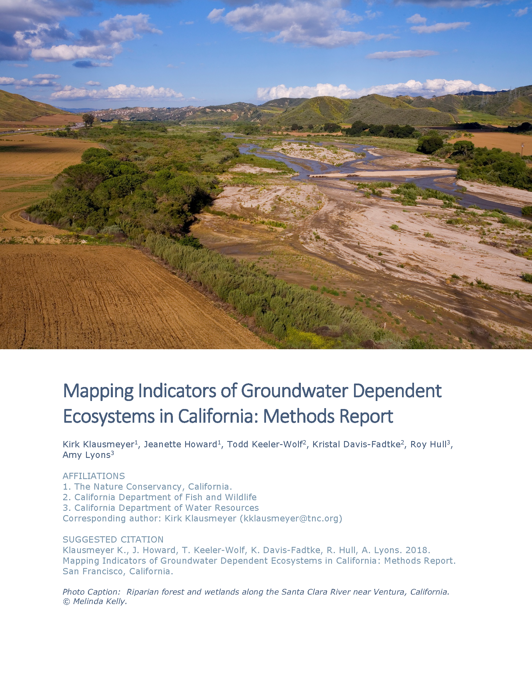 Methods Report on Mapping Indicators of GDEs (iGDEs) in CA.  