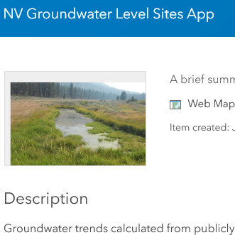 Screenshot of Nevada groundwater levels statistical tool